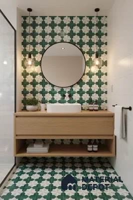 Moroccan Wall & Floor Tile TL 06352 Crystalova 12 inch x 12 inch Ceramic Matte Finish - 9.5 mm | Suitable for Accent / Feature Walls, Bathroom, Kitchen Wall & Backsplashes | Please Expect a Slight Variation of Pattern (Sample)