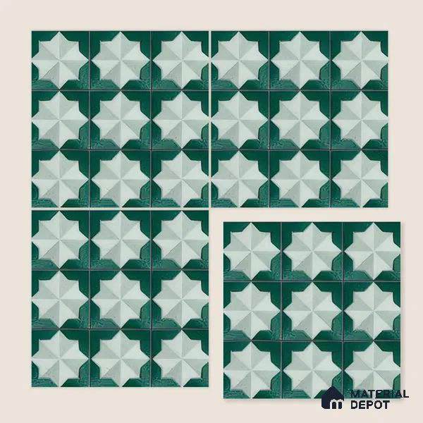 Moroccan Wall & Floor Tile TL 06352 Crystalova 12 inch x 12 inch Ceramic Matte Finish - 9.5 mm | Suitable for Bathroom, Kitchen, Basin Area | Please Expect a Slight Variation of Pattern