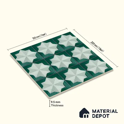 Moroccan Wall & Floor Tile TL 06352 Crystalova 12 inch x 12 inch Ceramic Matte Finish - 9.5 mm | Suitable for Bathroom, Kitchen, Basin Area | Please Expect a Slight Variation of Pattern