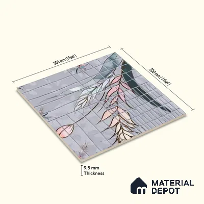 Moroccan Wall Tile TL 06354 Craftora 12 inch x 12 inch Ceramic Matte Finish - 9.5 mm | Suitable for Bathroom, Kitchen, Dining Area | Please Expect a Slight Variation of Pattern