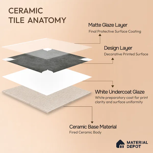 Moroccan Wall & Floor Tile TL 06356 B Petal Grey 300x300 mm Matte Finish Ceramic Tile - 7.5 mm | Please Expect a Slight Variation of Pattern