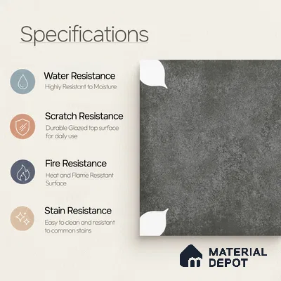 Moroccan Wall & Floor Tile TL 06356 B Petal Grey 300x300 mm Matte Finish Ceramic Tile - 7.5 mm | Please Expect a Slight Variation of Pattern