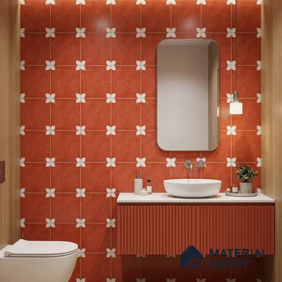 TL 06356 C Petal Red 300x300 mm Matte Finish Ceramic Tile - 7.5 mm