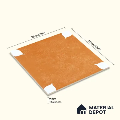 Moroccan Wall & Floor Tile TL 06356 D Petal Yellow 300x300 mm Matte Finish Ceramic Tile - 7.5 mm | Please Expect a Slight Variation of Pattern
