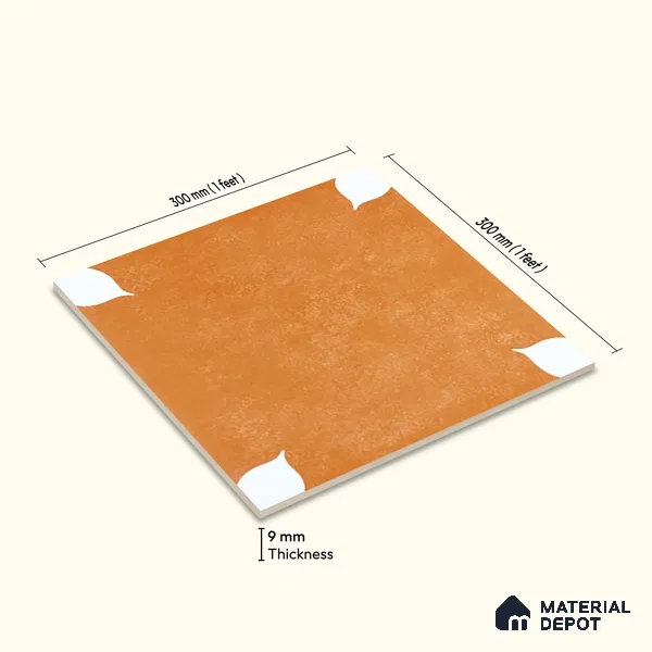 Moroccan Wall & Floor Tile TL 06356 D Petal Yellow 300x300 mm Matte Finish Ceramic Tile - 7.5 mm | Please Expect a Slight Variation of Pattern
