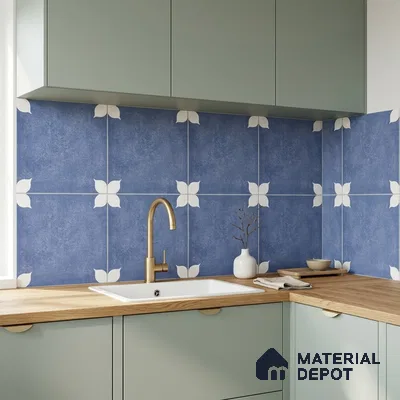 Moroccan Wall & Floor Tile TL 06356 Petal Blue 300x300 mm Matte Finish Ceramic Tile - 7.5 mm | Please Expect a Slight Variation of Pattern
