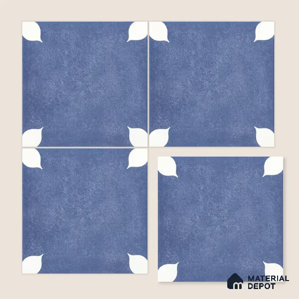 Moroccan Wall & Floor Tile TL 06356 Petal Blue 300x300 mm Matte Finish Ceramic Tile - 7.5 mm | Please Expect a Slight Variation of Pattern