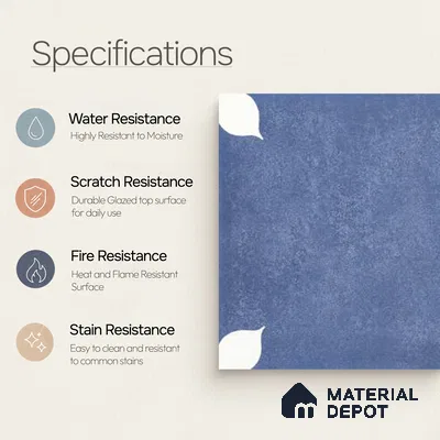 Moroccan Wall & Floor Tile TL 06356 Petal Blue 300x300 mm Matte Finish Ceramic Tile - 7.5 mm | Please Expect a Slight Variation of Pattern