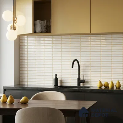 Faux Subway Wall Tile TL 06358 B Radiant Gold 1 ft x 1 ft Ceramic Glossy Finish Tile - 9 mm | Suitable For Kitchen, Bathroom Walls and Backsplashes | Please Expect a Slight Variation of Pattern