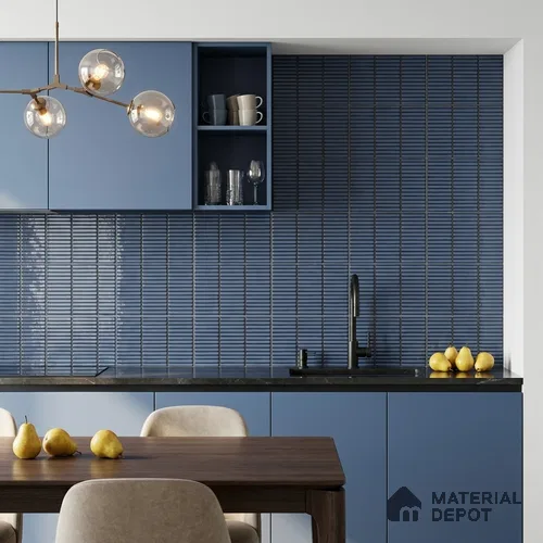 Faux Subway Wall Tile TL 06358 C Blue Twist 1 ft x 1 ft Ceramic Glossy Finish Tile - 9 mm | Suitable For Kitchen, Bathroom Walls and Backsplashes | Please Expect a Slight Variation of Pattern