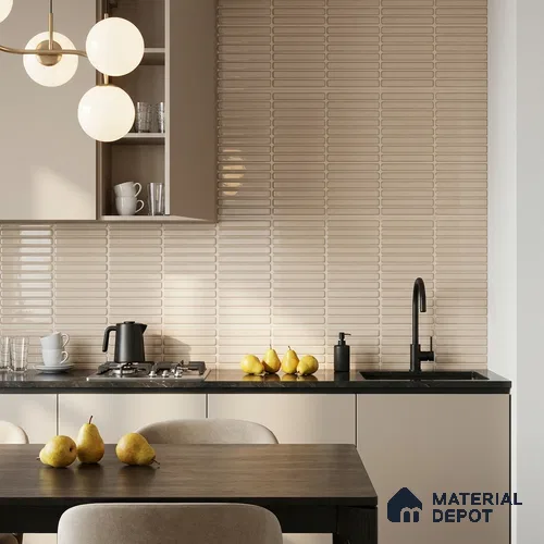 Faux Subway Wall Tile TL 06358 F Cotton Twist 1 ft x 1 ft Ceramic Glossy Finish Tile - 9 mm | Suitable For Kitchen, Bathroom Walls and Backsplashes | Please Expect a Slight Variation of Pattern