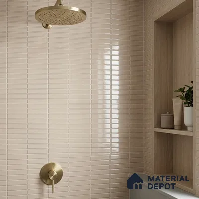 Faux Subway Wall Tile TL 06358 F Cotton Twist 1 ft x 1 ft Ceramic Glossy Finish Tile - 9 mm | Suitable For Kitchen, Bathroom Walls and Backsplashes | Please Expect a Slight Variation of Pattern