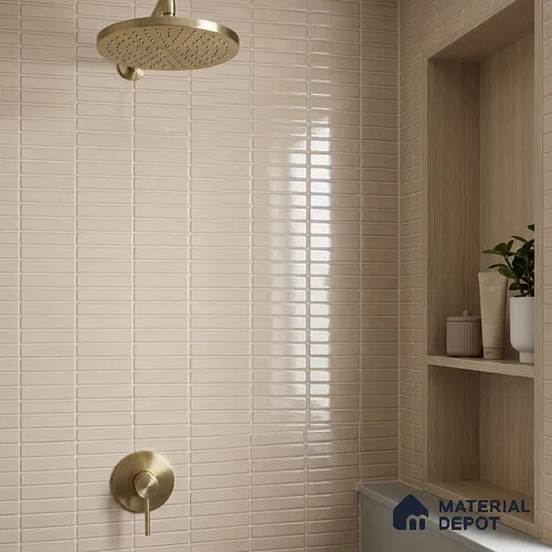 Faux Subway Wall Tile TL 06358 F Cotton Twist 1 ft x 1 ft Ceramic Glossy Finish Tile - 9 mm | Suitable For Kitchen, Bathroom Walls and Backsplashes | Please Expect a Slight Variation of Pattern