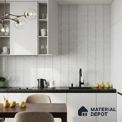 Faux Subway Wall Tile TL 06358 Radiant White 1 ft x 1 ft Ceramic Glossy Finish Tile - 9 mm | Suitable For Kitchen, Bathroom Walls and Backsplashes | Please Expect a Slight Variation of Pattern
