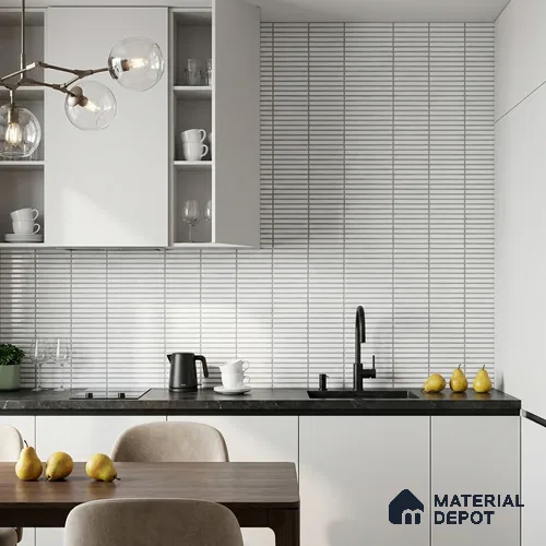 Faux Subway Wall Tile TL 06358 Radiant White 1 ft x 1 ft Ceramic Glossy Finish Tile - 9 mm | Suitable For Kitchen, Bathroom Walls and Backsplashes | Please Expect a Slight Variation of Pattern