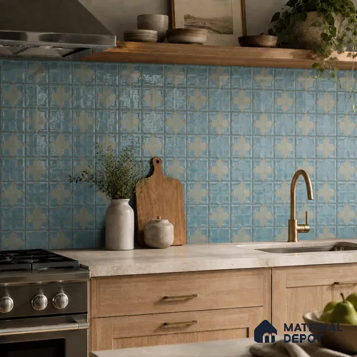 Faux Subway Wall Tile TL 06359 Classic Aqua 1 ft x 1 ft Ceramic Glossy Finish Tile - 9 mm | Suitable For Kitchen, Bathroom Walls and Backsplashes | Please Expect a Slight Variation of Pattern