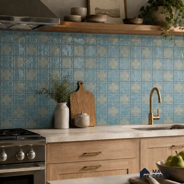 Faux Subway Wall Tile TL 06359 Classic Aqua 1 ft x 1 ft Ceramic Glossy Finish Tile - 9 mm | Suitable For Kitchen, Bathroom Walls and Backsplashes | Please Expect a Slight Variation of Pattern