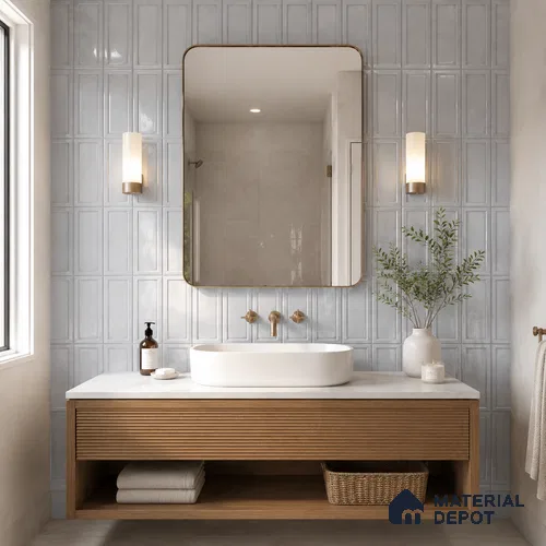 Faux Subway Wall Tile TL 06360 B Grey Blend 1 ft x 1 ft Ceramic Glossy Finish Tile - 9 mm | Suitable For Kitchen, Bathroom Walls and Backsplashes | Please Expect a Slight Variation of Pattern