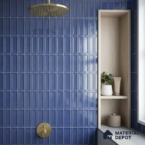 Faux Subway Wall Tile TL 06360 Blue Vibe 1 ft x 1 ft Ceramic Glossy Finish Tile - 9 mm | Suitable For Kitchen, Bathroom Walls and Backsplashes | Please Expect a Slight Variation of Pattern