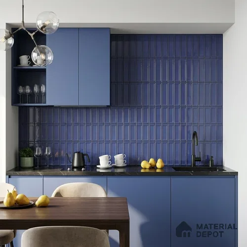 Faux Subway Wall Tile TL 06360 Blue Vibe 1 ft x 1 ft Ceramic Glossy Finish Tile - 9 mm | Suitable For Kitchen, Bathroom Walls and Backsplashes | Please Expect a Slight Variation of Pattern
