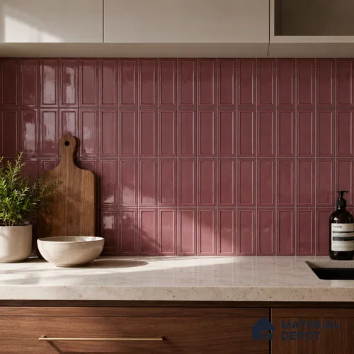 Faux Subway Wall Tile TL 06360 C Lustrous Grape 1 ft x 1 ft Ceramic Glossy Finish Tile - 9 mm | Suitable For Kitchen, Bathroom Walls and Backsplashes | Please Expect a Slight Variation of Pattern