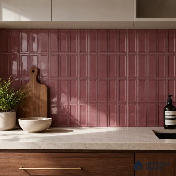 Faux Subway Wall Tile TL 06360 C Lustrous Grape 1 ft x 1 ft Ceramic Glossy Finish Tile - 9 mm | Suitable For Kitchen, Bathroom Walls and Backsplashes | Please Expect a Slight Variation of Pattern