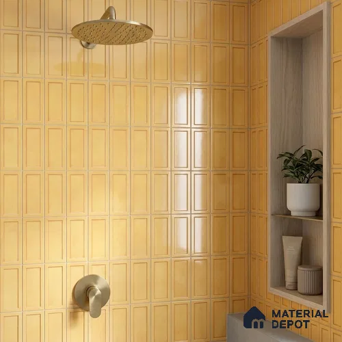 Faux Subway Wall Tile TL 06360 E Cramel Charm 1 ft x 1 ft Ceramic Glossy Finish Tile - 9 mm | Suitable For Kitchen, Bathroom Walls and Backsplashes | Please Expect a Slight Variation of Pattern