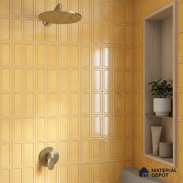 Faux Subway Wall Tile TL 06360 E Cramel Charm 1 ft x 1 ft Ceramic Glossy Finish Tile - 9 mm | Suitable For Kitchen, Bathroom Walls and Backsplashes | Please Expect a Slight Variation of Pattern