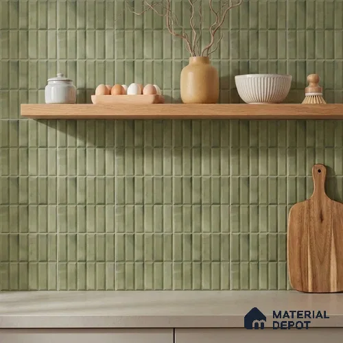 Faux Subway Wall Tile TL 06362 B Green Blend 1 ft x 1 ft Ceramic Matte Finish Tile - 9 mm | Suitable For Kitchen, Bathroom Walls and Backsplashes | Please Expect a Slight Variation of Pattern