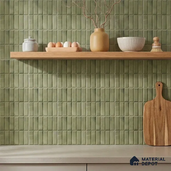 Faux Subway Wall Tile TL 06362 B Green Blend 1 ft x 1 ft Ceramic Matte Finish Tile - 9 mm | Suitable For Kitchen, Bathroom Walls and Backsplashes | Please Expect a Slight Variation of Pattern