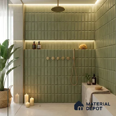 Faux Subway Wall Tile TL 06362 B Green Blend 1 ft x 1 ft Ceramic Matte Finish Tile - 9 mm | Suitable For Kitchen, Bathroom Walls and Backsplashes | Please Expect a Slight Variation of Pattern