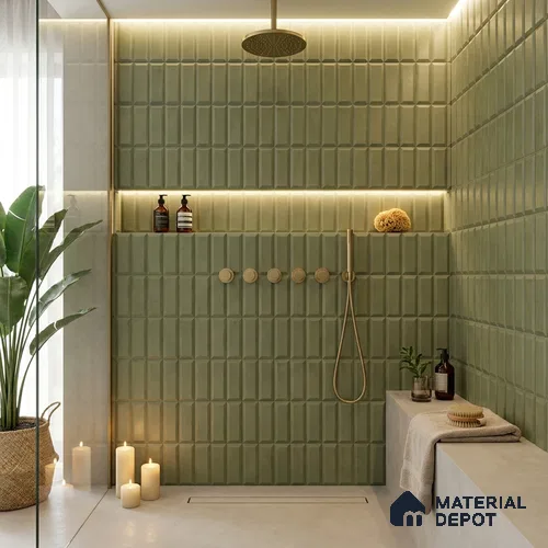 Faux Subway Wall Tile TL 06362 B Green Blend 1 ft x 1 ft Ceramic Matte Finish Tile - 9 mm | Suitable For Kitchen, Bathroom Walls and Backsplashes | Please Expect a Slight Variation of Pattern