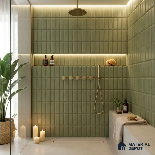 Faux Subway Wall Tile TL 06362 B Green Blend 1 ft x 1 ft Ceramic Matte Finish Tile - 9 mm | Suitable For Kitchen, Bathroom Walls and Backsplashes | Please Expect a Slight Variation of Pattern