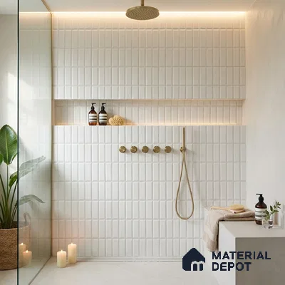 Faux Subway Wall Tile TL 06362 C Graceful White 1 ft x 1 ft Ceramic Matte Finish Tile - 9 mm | Suitable For Kitchen, Bathroom Walls and Backsplashes | Please Expect a Slight Variation of Pattern