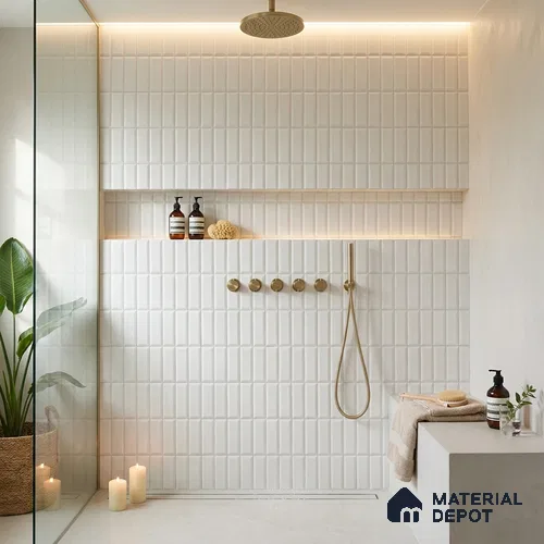 Faux Subway Wall Tile TL 06362 C Graceful White 1 ft x 1 ft Ceramic Matte Finish Tile - 9 mm | Suitable For Kitchen, Bathroom Walls and Backsplashes | Please Expect a Slight Variation of Pattern