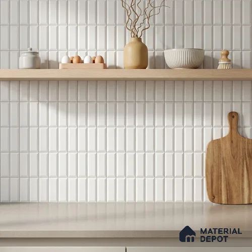 Faux Subway Wall Tile TL 06362 C Graceful White 1 ft x 1 ft Ceramic Matte Finish Tile - 9 mm | Suitable For Kitchen, Bathroom Walls and Backsplashes | Please Expect a Slight Variation of Pattern