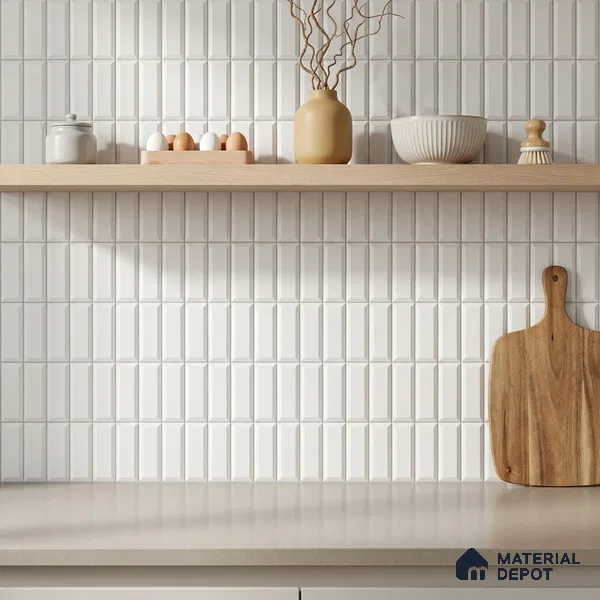 Faux Subway Wall Tile TL 06362 C Graceful White 1 ft x 1 ft Ceramic Matte Finish Tile - 9 mm | Suitable For Kitchen, Bathroom Walls and Backsplashes | Please Expect a Slight Variation of Pattern