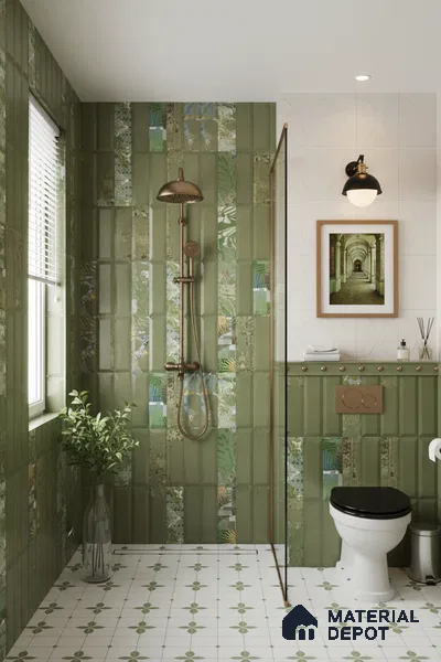Faux Subway Wall Tile TL 06362 D Green Blend Decor 1 ft x 1 ft Ceramic Matte Finish Tile - 9 mm | Suitable For Kitchen, Bathroom Walls and Backsplashes | Please Expect a Slight Variation of Pattern