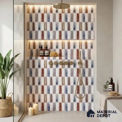 Faux Subway Wall Tile TL 06362 E Graceful White Decor 1 ft x 1 ft Ceramic Matte Finish Tile - 9 mm | Suitable For Kitchen, Bathroom Walls and Backsplashes | Please Expect a Slight Variation of Pattern