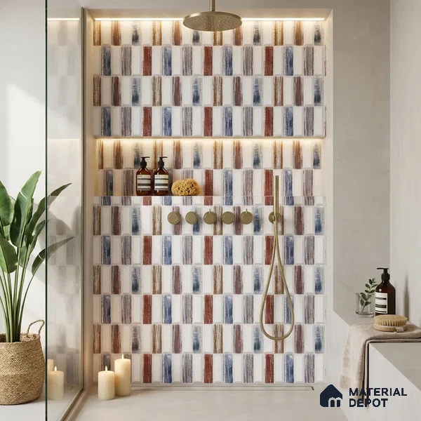 Faux Subway Wall Tile TL 06362 E Graceful White Decor 1 ft x 1 ft Ceramic Matte Finish Tile - 9 mm | Suitable For Kitchen, Bathroom Walls and Backsplashes | Please Expect a Slight Variation of Pattern