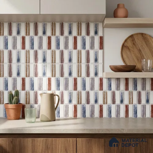 Faux Subway Wall Tile TL 06362 E Graceful White Decor 1 ft x 1 ft Ceramic Matte Finish Tile - 9 mm | Suitable For Kitchen, Bathroom Walls and Backsplashes | Please Expect a Slight Variation of Pattern