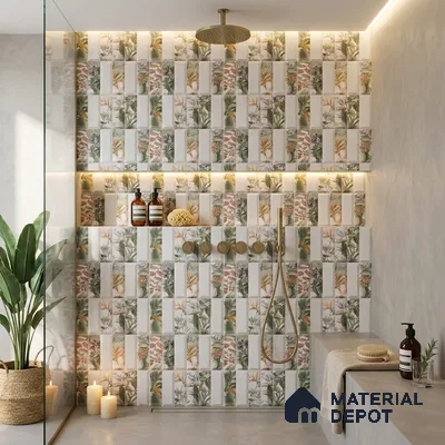 Faux Subway Wall Tile TL 06362 G Modern Aque Decor 1 ft x 1 ft Ceramic Matte Finish Tile - 9 mm | Suitable For Kitchen, Bathroom Walls and Backsplashes | Please Expect a Slight Variation of Pattern