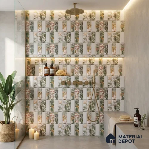 Faux Subway Wall Tile TL 06362 G Modern Aque Decor 1 ft x 1 ft Ceramic Matte Finish Tile - 9 mm | Suitable For Kitchen, Bathroom Walls and Backsplashes | Please Expect a Slight Variation of Pattern