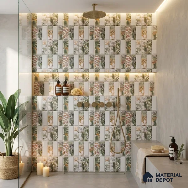 Faux Subway Wall Tile TL 06362 G Modern Aque Decor 1 ft x 1 ft Ceramic Matte Finish Tile - 9 mm | Suitable For Kitchen, Bathroom Walls and Backsplashes | Please Expect a Slight Variation of Pattern