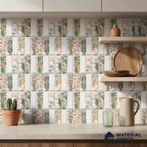 Faux Subway Wall Tile TL 06362 G Modern Aque Decor 1 ft x 1 ft Ceramic Matte Finish Tile - 9 mm | Suitable For Kitchen, Bathroom Walls and Backsplashes | Please Expect a Slight Variation of Pattern