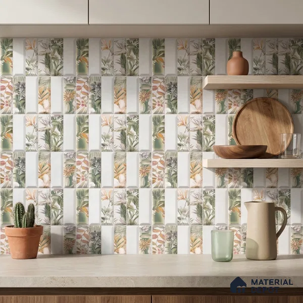 Faux Subway Wall Tile TL 06362 G Modern Aque Decor 1 ft x 1 ft Ceramic Matte Finish Tile - 9 mm | Suitable For Kitchen, Bathroom Walls and Backsplashes | Please Expect a Slight Variation of Pattern
