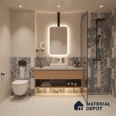 Faux Subway Wall Tile TL 06362 L Radiant Crezo Decor 1 ft x 1 ft Ceramic Matte Finish Tile - 9 mm | Suitable For Kitchen, Bathroom Walls and Backsplashes | Please Expect a Slight Variation of Pattern