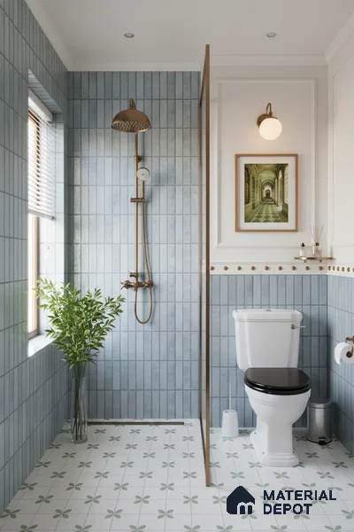 Faux Subway Wall Tile TL 06362 O Bissel Blue Grey 1 ft x 1 ft Ceramic Matte Finish Tile - 9 mm | Suitable For Kitchen, Bathroom Walls and Backsplashes | Please Expect a Slight Variation of Pattern