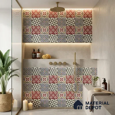 Faux Subway Wall Tile TL 06366 C Lustrous Multy Decor 1 ft x 1 ft Ceramic Matte Finish Tile - 9 mm | Suitable For Kitchen, Bathroom Walls and Backsplashes | Please Expect a Slight Variation of Pattern
