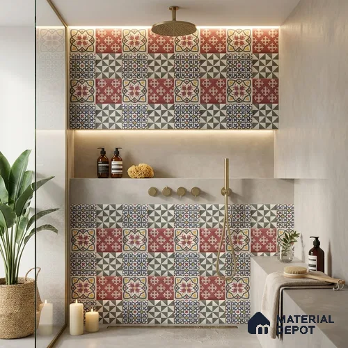 Faux Subway Wall Tile TL 06366 C Lustrous Multy Decor 1 ft x 1 ft Ceramic Matte Finish Tile - 9 mm | Suitable For Kitchen, Bathroom Walls and Backsplashes | Please Expect a Slight Variation of Pattern